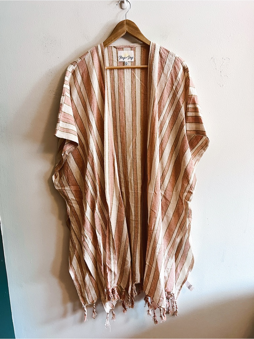 Rays of Days Striped Cotton Swim Cover-Up in Pink & Beige